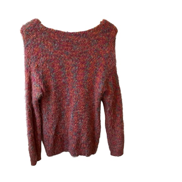 Forever 21 chunky boucle knit confetti hot pink pastel fuzzy sweater Large - Picture 3 of 6